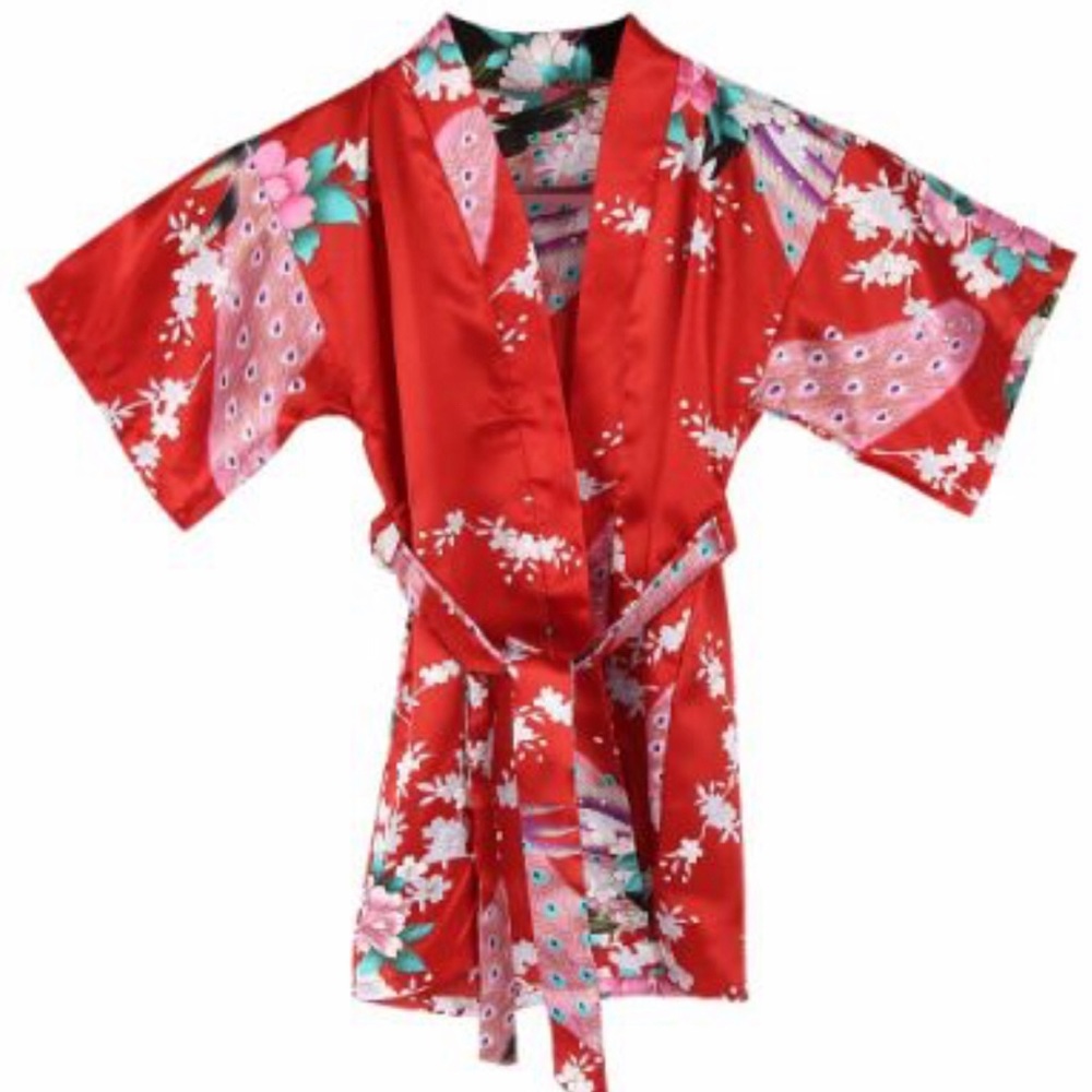 New Red Girls Japanese Asian Kimono Robe Size 12